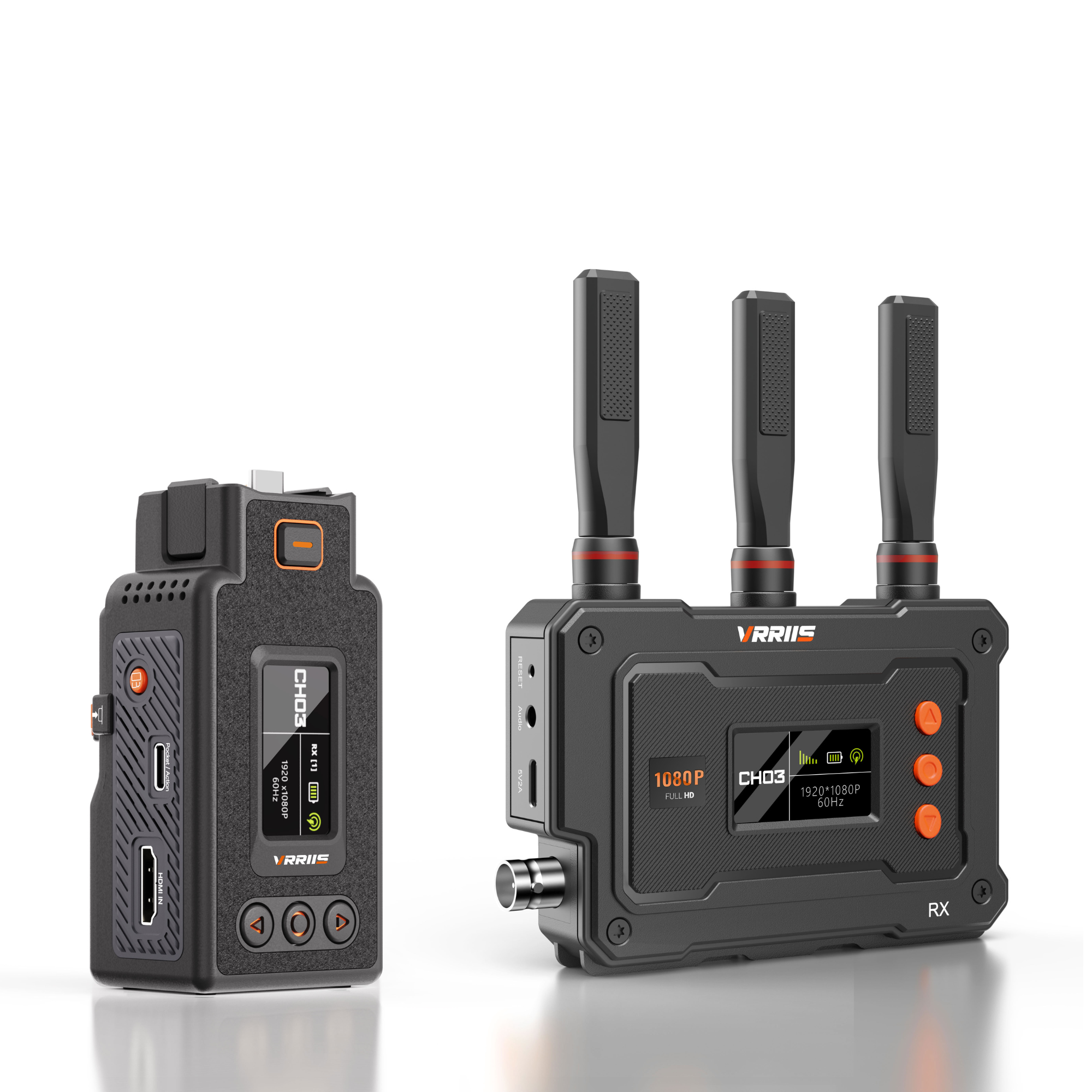 Transmisor Inalámbrico VRRIIS WL070 II SDI para Cámaras de Bolsillo y de Acción - 500M, 1TX a 5RX