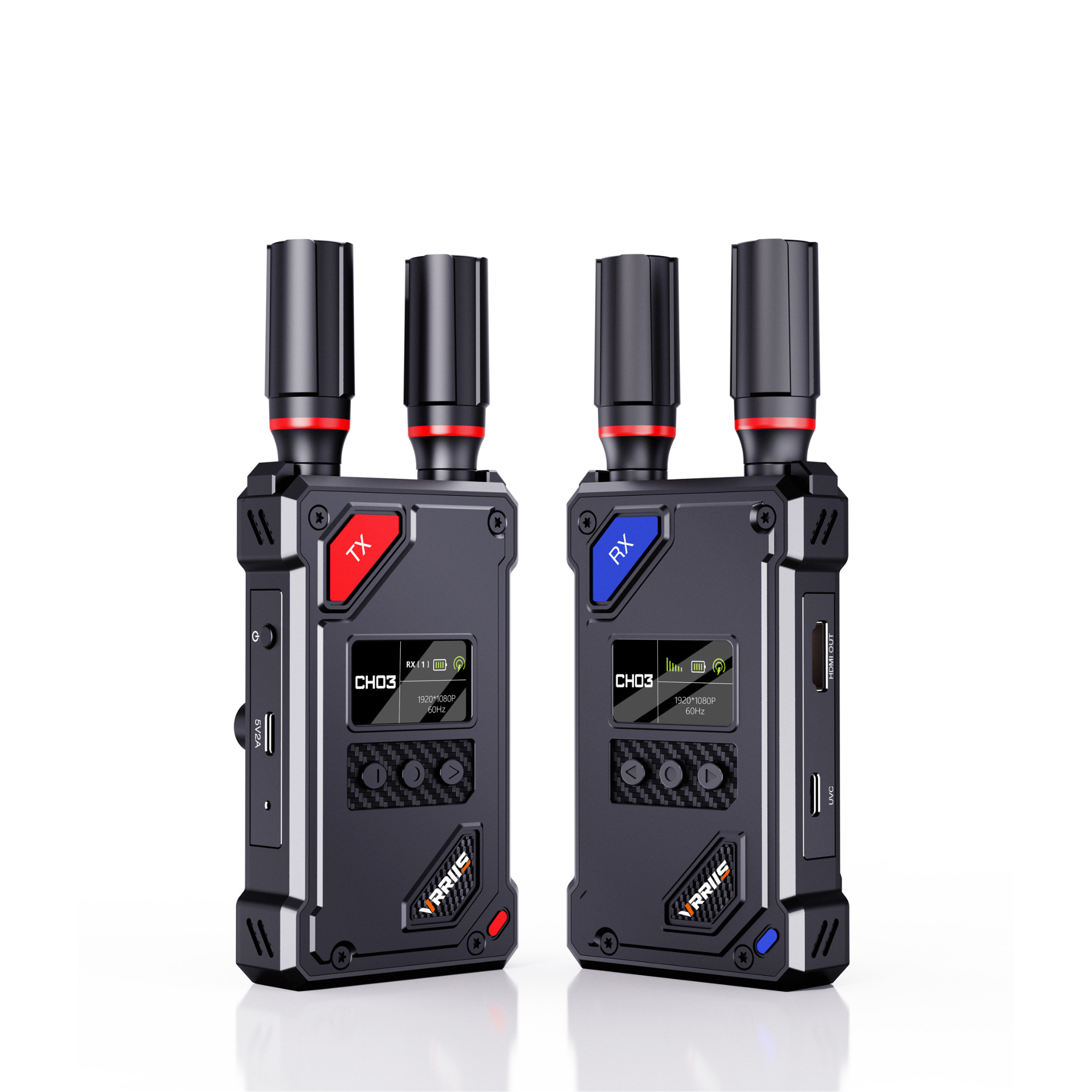 VRRIIS WL087 Wireless Video Transmitter & Receiver — 450M, UVC for OBS, 20 Channels, 1TX to 5RX