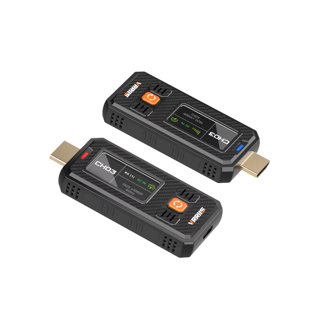 VRRIIS WL087mini Kabelloser HDMI Transmitter & Receiver – 350M, 20 Kanäle, LCD, Mini Design