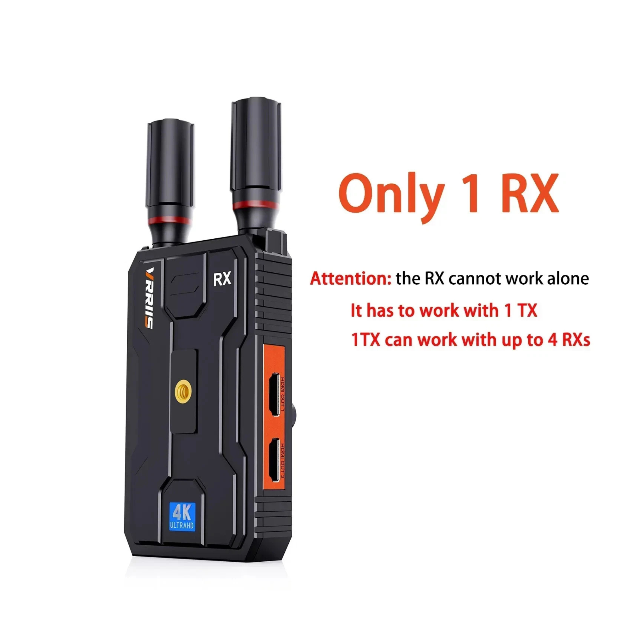 VRRIIS WL097Pro 4K Wireless Video Transmitter & Receiver — 400M, Dual HDMI Out, Audio, 1TX to 4RX