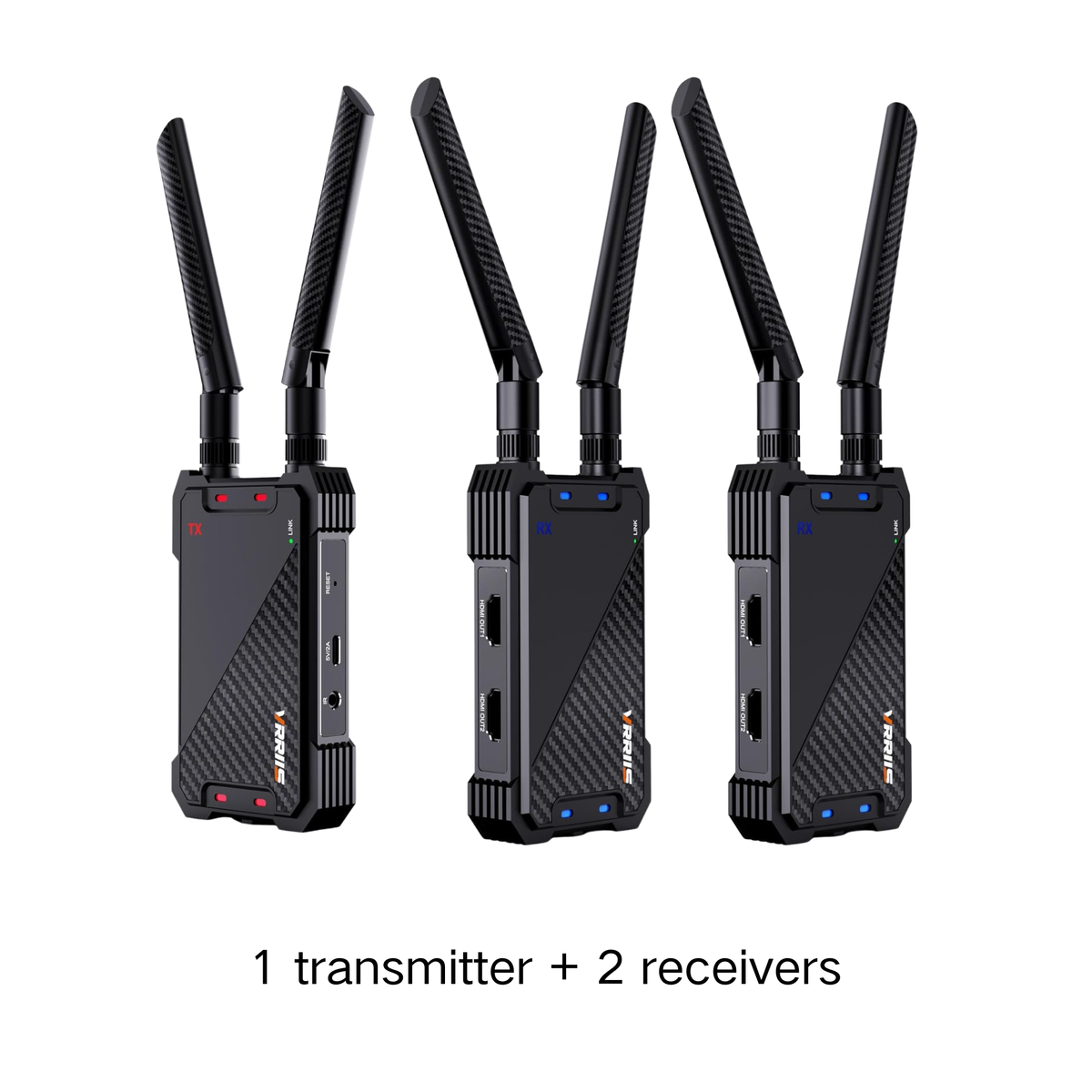 VRRIIS WL081 Wireless HDMI Extender Kit — 1080P, 400M, Dual HDMI Out, IR Remote