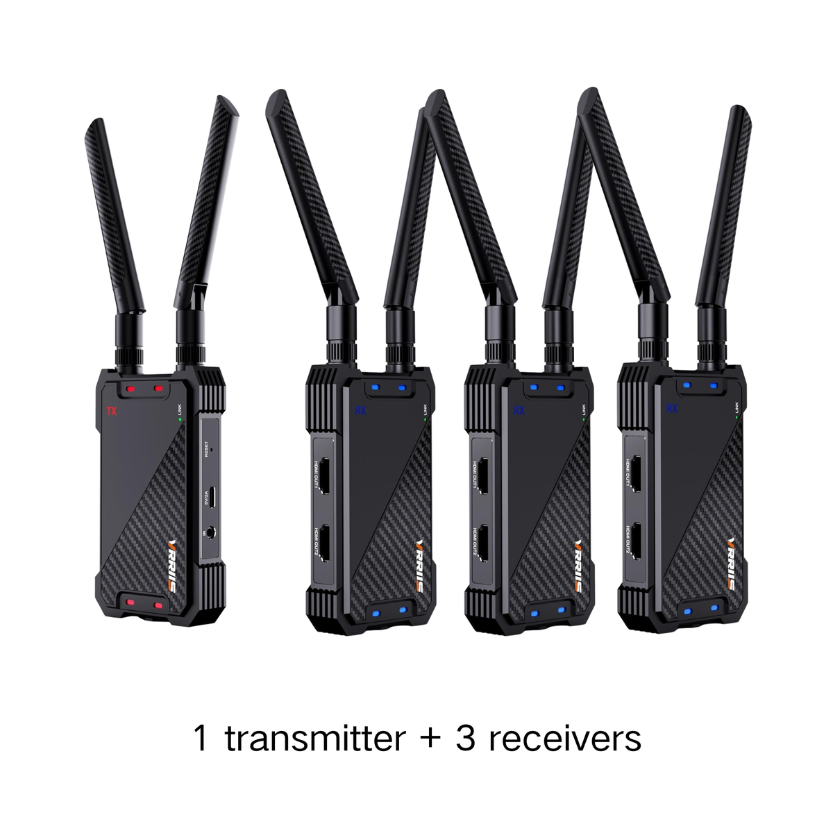 VRRIIS WL081 Wireless HDMI Extender Kit — 1080P, 400M, Dual HDMI Out, IR Remote
