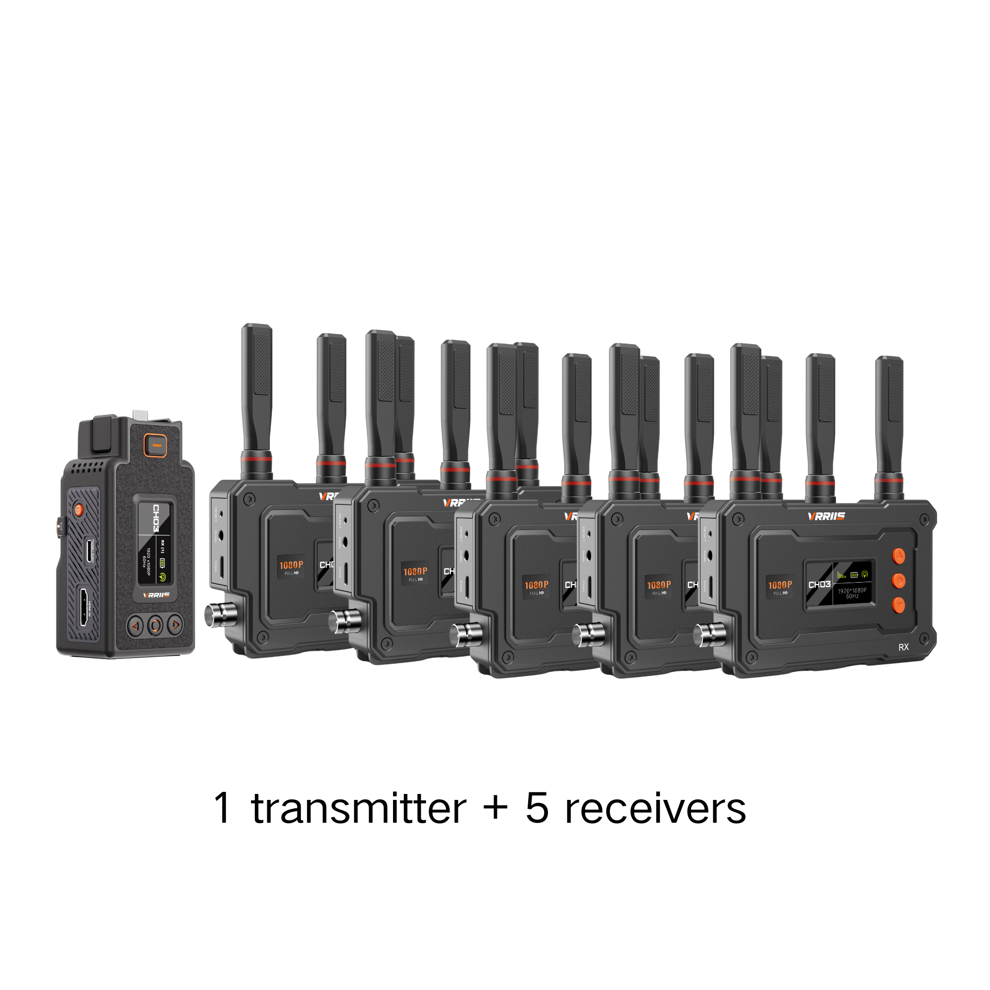 Transmissor sem fio VRRIIS WL070 II SDI para câmeras de bolso e ação - 500M, 1TX a 5RX