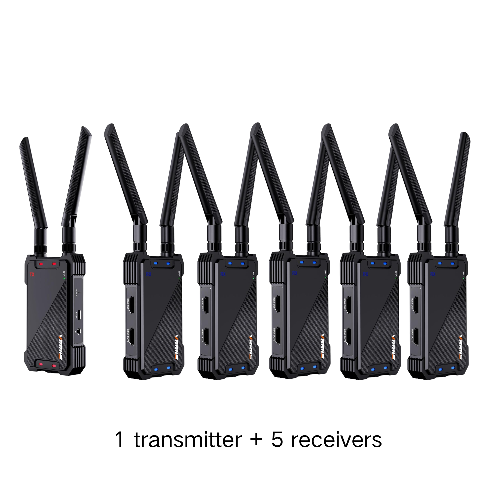 VRRIIS WL081 Wireless HDMI Extender Kit — 1080P, 400M, Dual HDMI Out, IR Remote