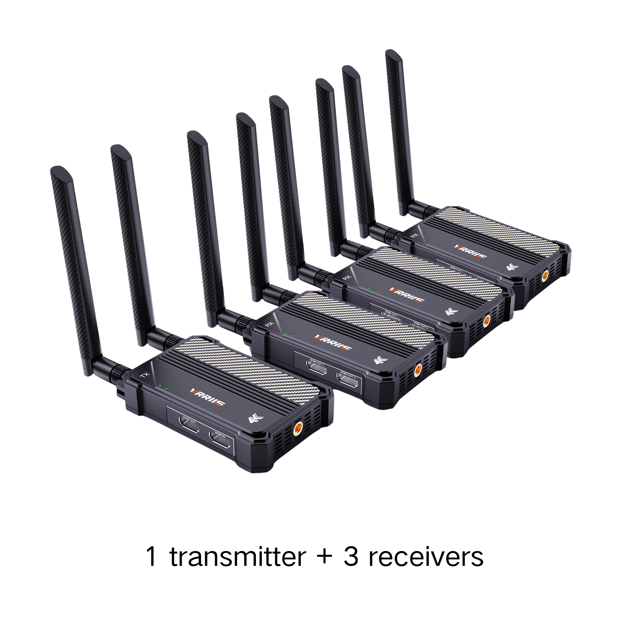 VRRIIS WL095P 4K Wireless HDMI Transmitter and Receiver — 1150FT/350M, 1 TX to 4 RX