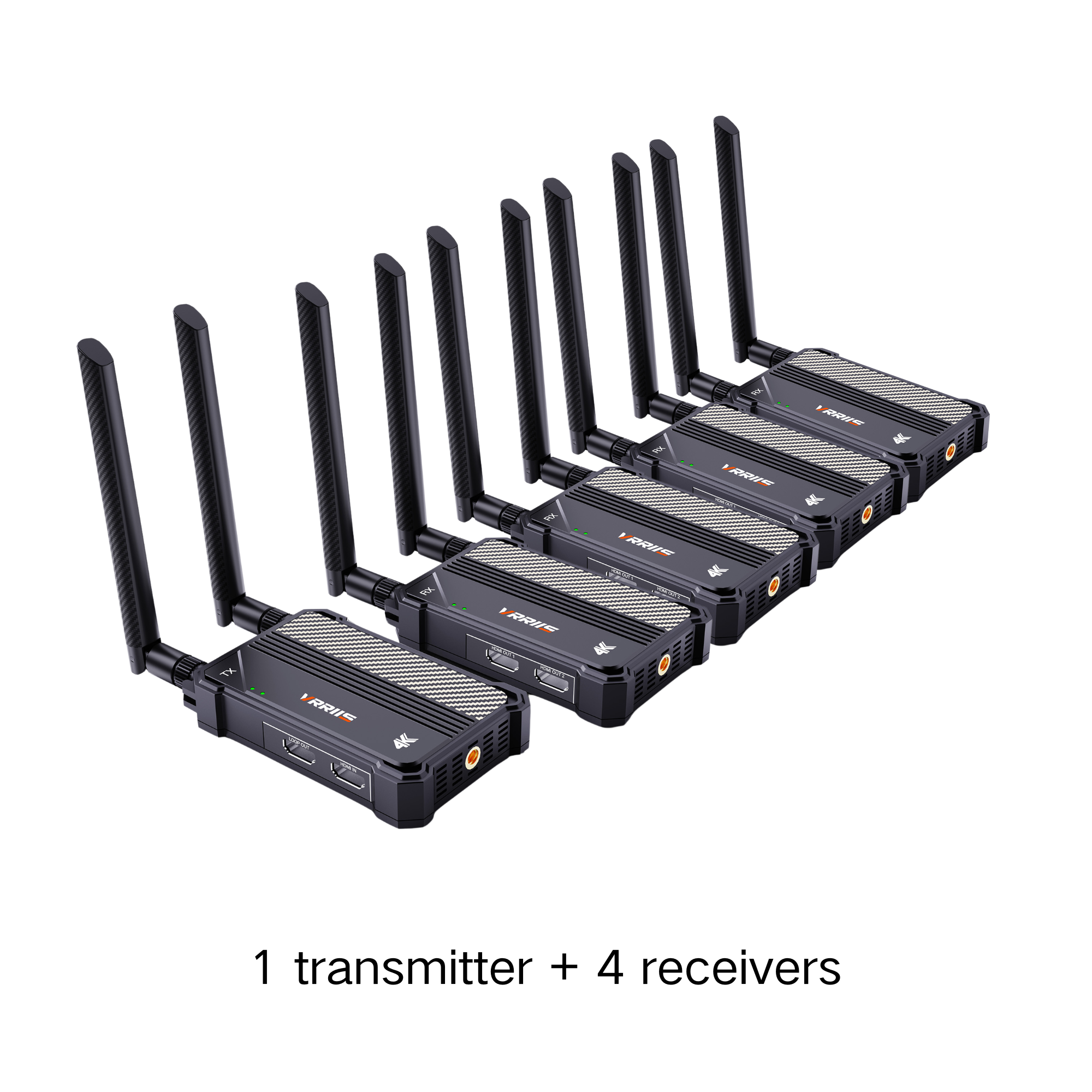 VRRIIS WL095P 4K Wireless HDMI Transmitter and Receiver — 1150FT/350M, 1 TX to 4 RX