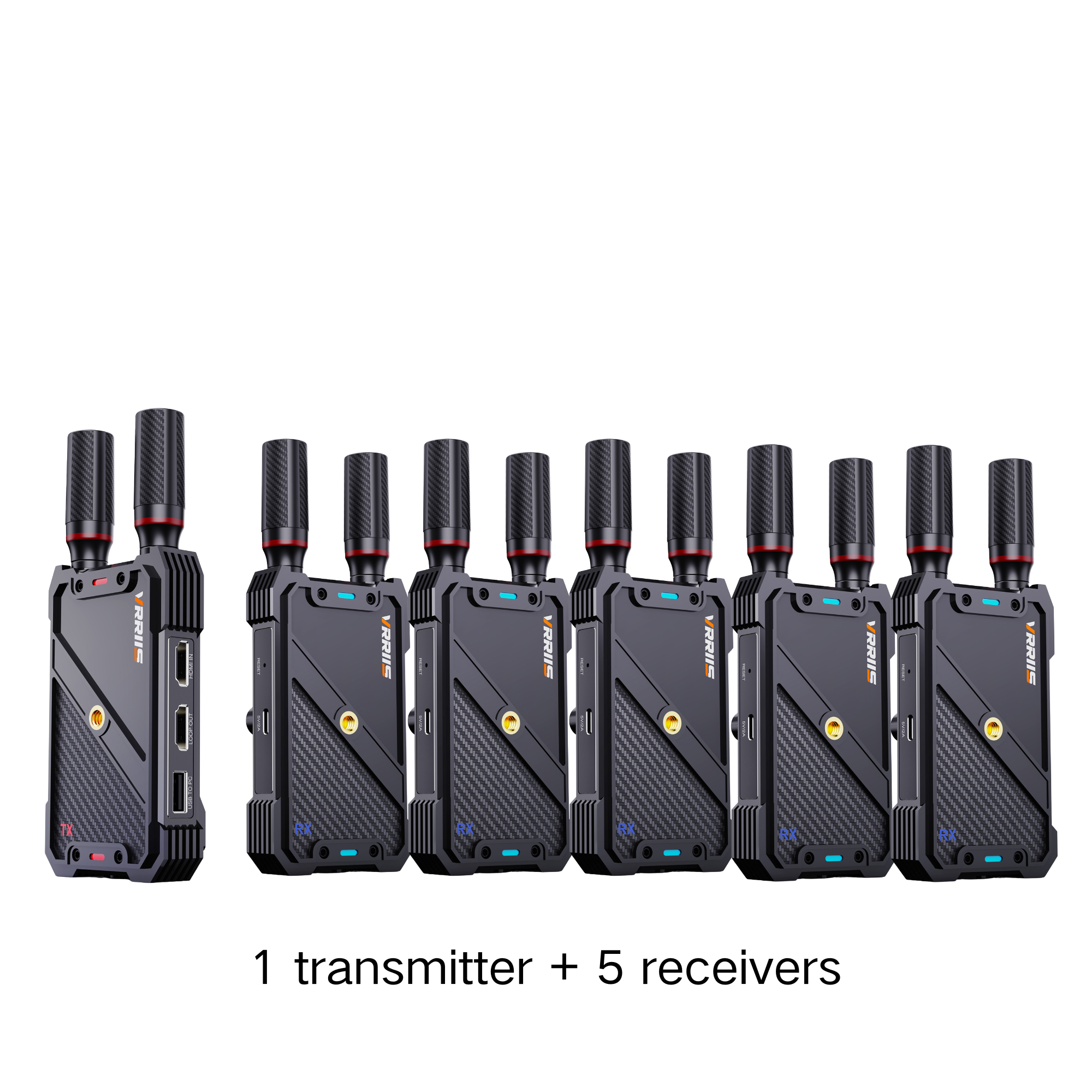 VRRIIS WL082K Wireless HDMI Transmitter Receiver with KVM — 1080P, 400M/1300FT, 1 TX to 5 RX