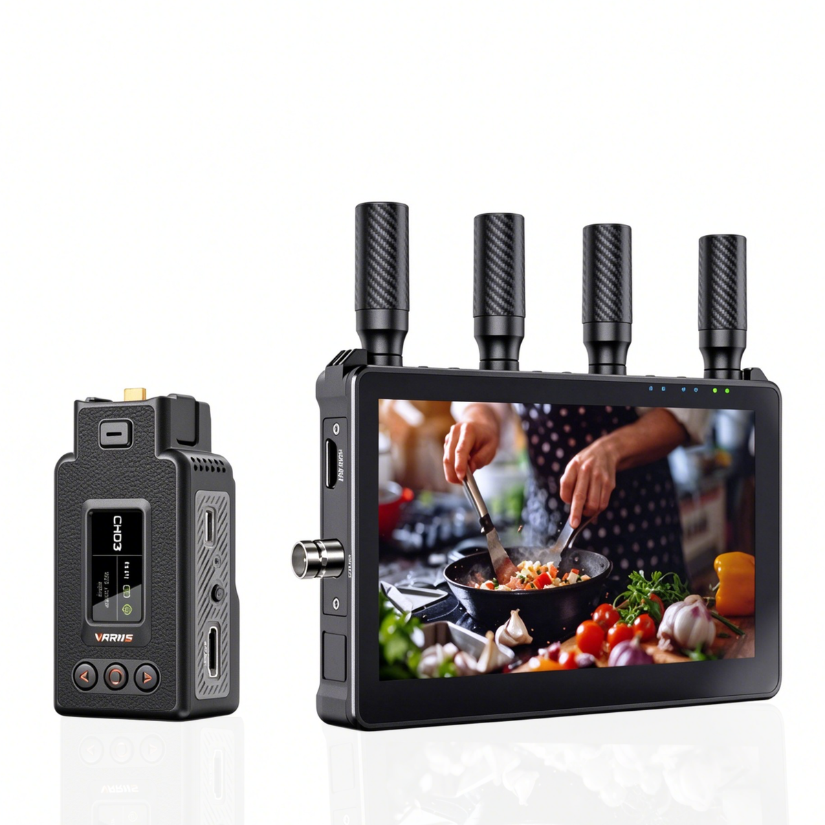 DJI Osmo Pocket 3/4, Action Wireless Video Transmitter with 7" Monitor Receiver for  500M, SDI/HDMI 1080P60, 1TX to 5RX-VRRIIS WL071 II