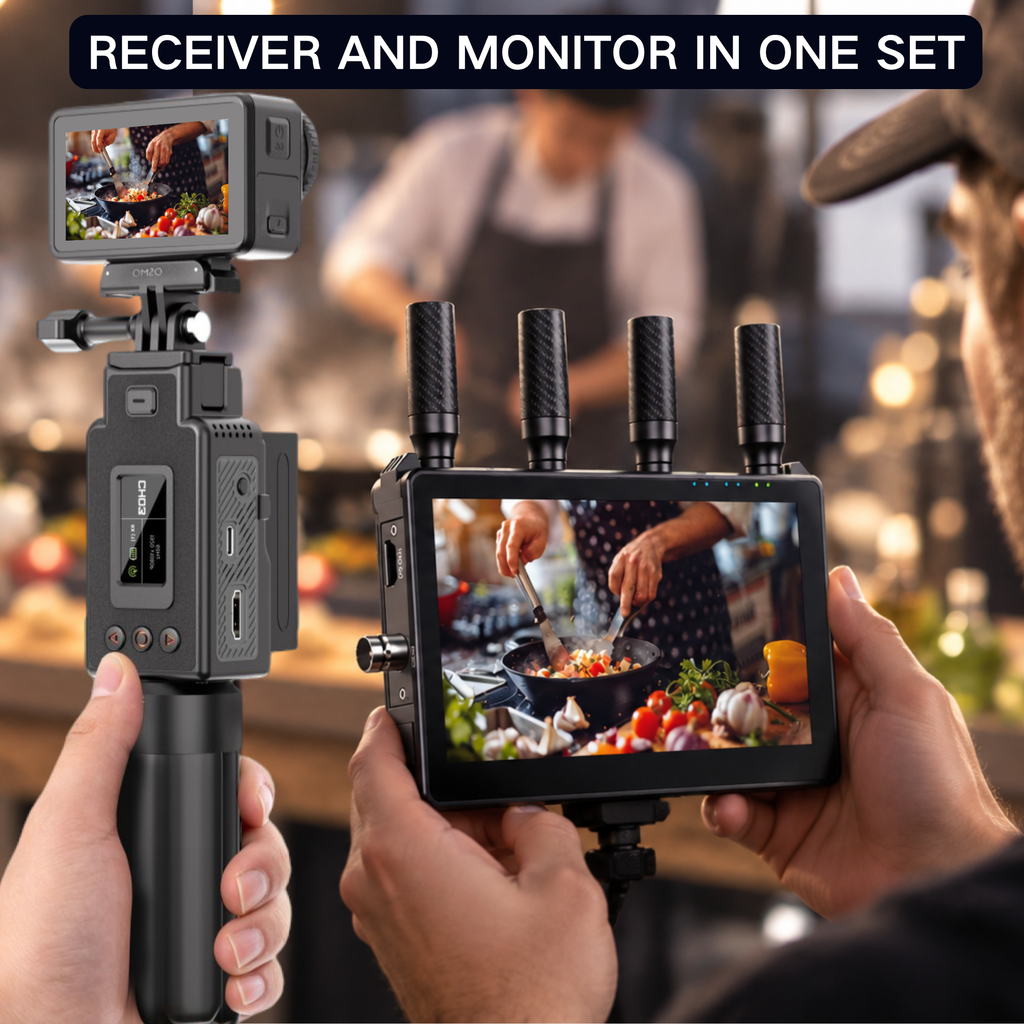 DJI Osmo Pocket 3/4, Action Wireless Video Transmitter with 7" Monitor Receiver for  500M, SDI/HDMI 1080P60, 1TX to 5RX-VRRIIS WL071 II