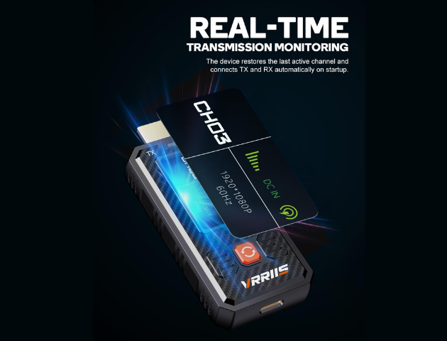 VRRIIS WL087mini Kabelloser HDMI Transmitter & Receiver – 350M, 20 Kanäle, LCD, Mini Design