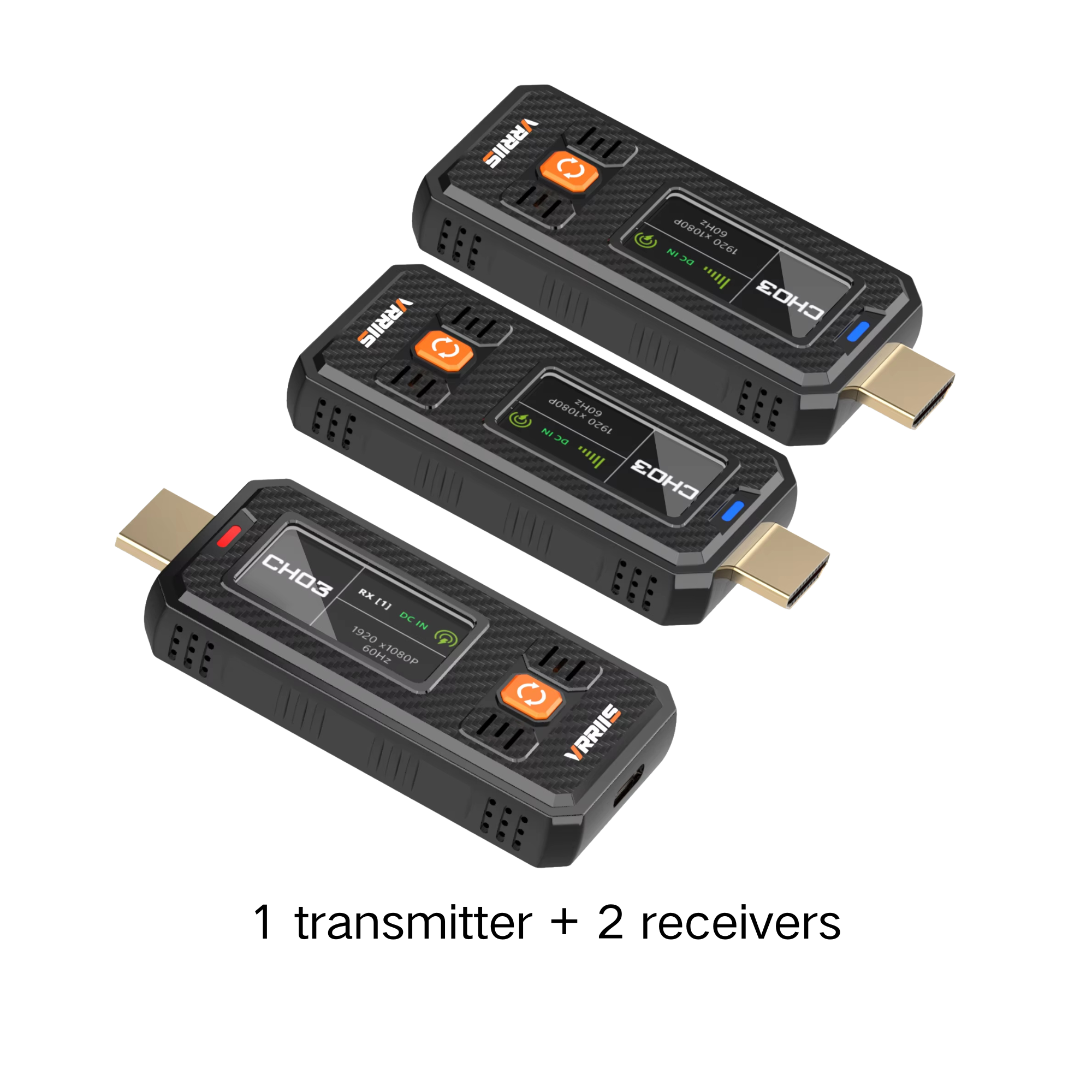 VRRIIS WL087mini Wireless HDMI Transmitter & Receiver — 350M, 20 Channels, LCD, Mini Design