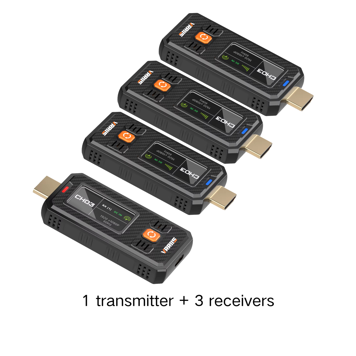 VRRIIS WL087mini Wireless HDMI Transmitter & Receiver — 350M, 20 Channels, LCD, Mini Design