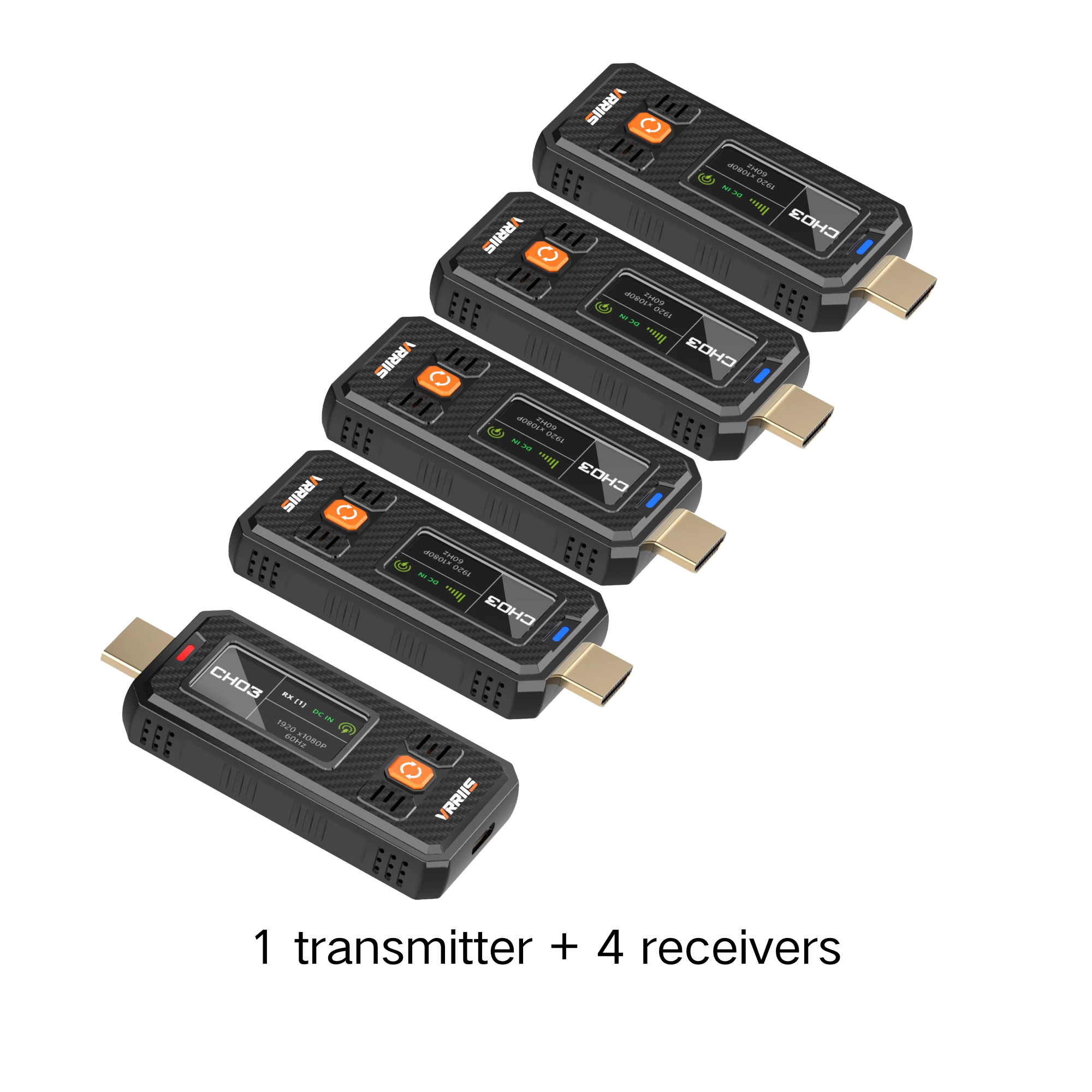 VRRIIS WL087mini Wireless HDMI Transmitter & Receiver — 350M, 20 Channels, LCD, Mini Design