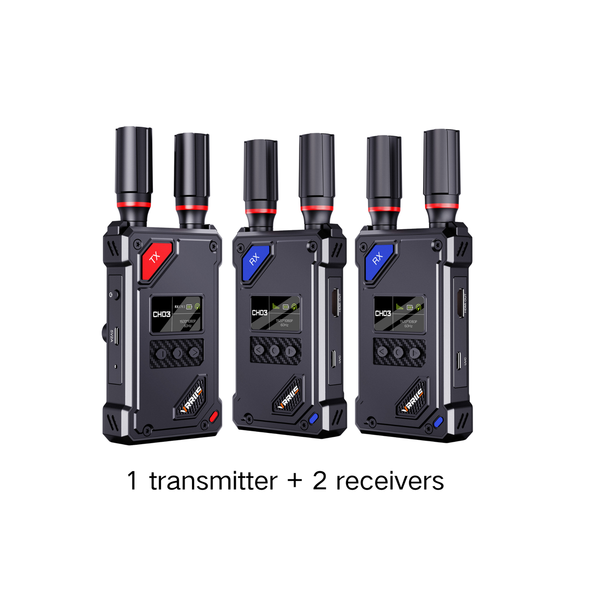 VRRIIS WL087 Wireless Video Transmitter & Receiver — 450M, UVC for OBS, 20 Channels, 1TX to 5RX