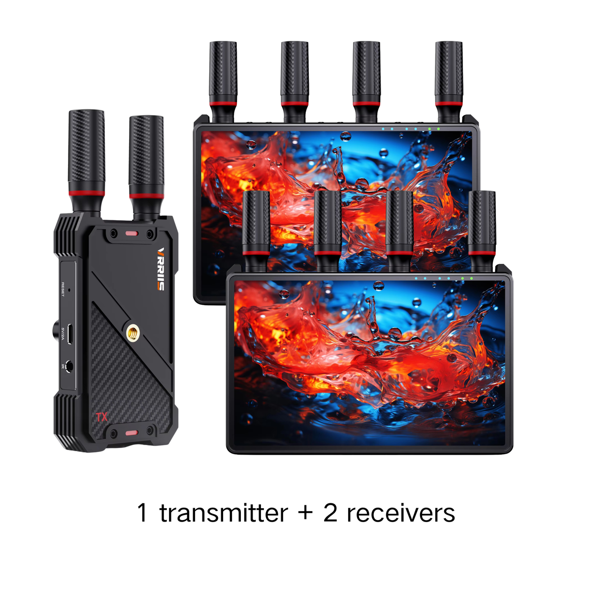 VRRIIS WL083P Wireless HDMI Transmission System — 400M, 7" LCD, IR Remote, 1TX to 5RX