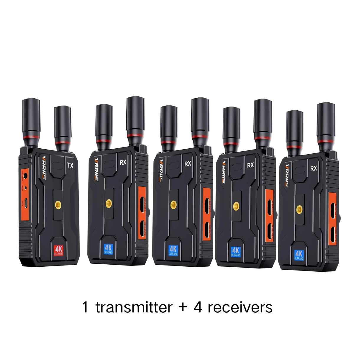 VRRIIS WL097Pro 4K Wireless Video Transmitter & Receiver — 400M, Dual HDMI Out, Audio, 1TX to 4RX