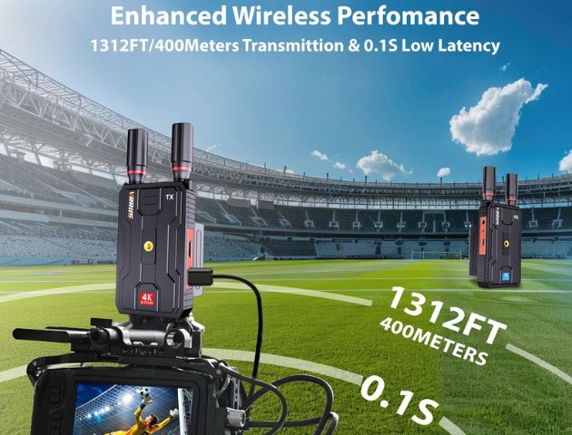 VRRIIS WL097Pro 4K Drahtloser Video Transmitter & Receiver — 400M, Dual HDMI Out, Audio, 1TX zu 4RX