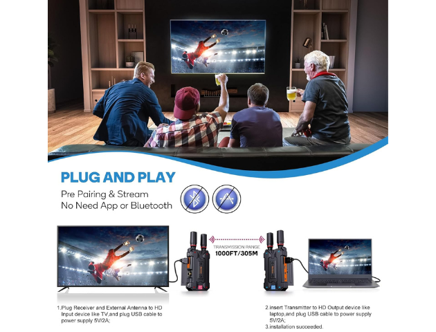 VRRIIS WL098Pro 4K Drahtloser Videosender mit SDI – 1TX bis 4RX, 305M/1000FT