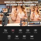 DJI Osmo Pocket 3/4, Action Wireless Video Transmitter with 7" Monitor Receiver for  500M, SDI/HDMI 1080P60, 1TX to 5RX-VRRIIS WL071 II