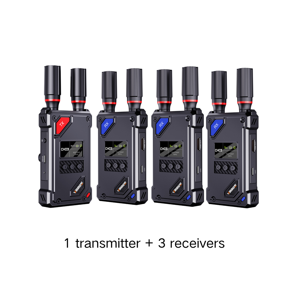 VRRIIS WL087 Wireless Video Transmitter & Receiver — 450M, UVC for OBS, 20 Channels, 1TX to 5RX
