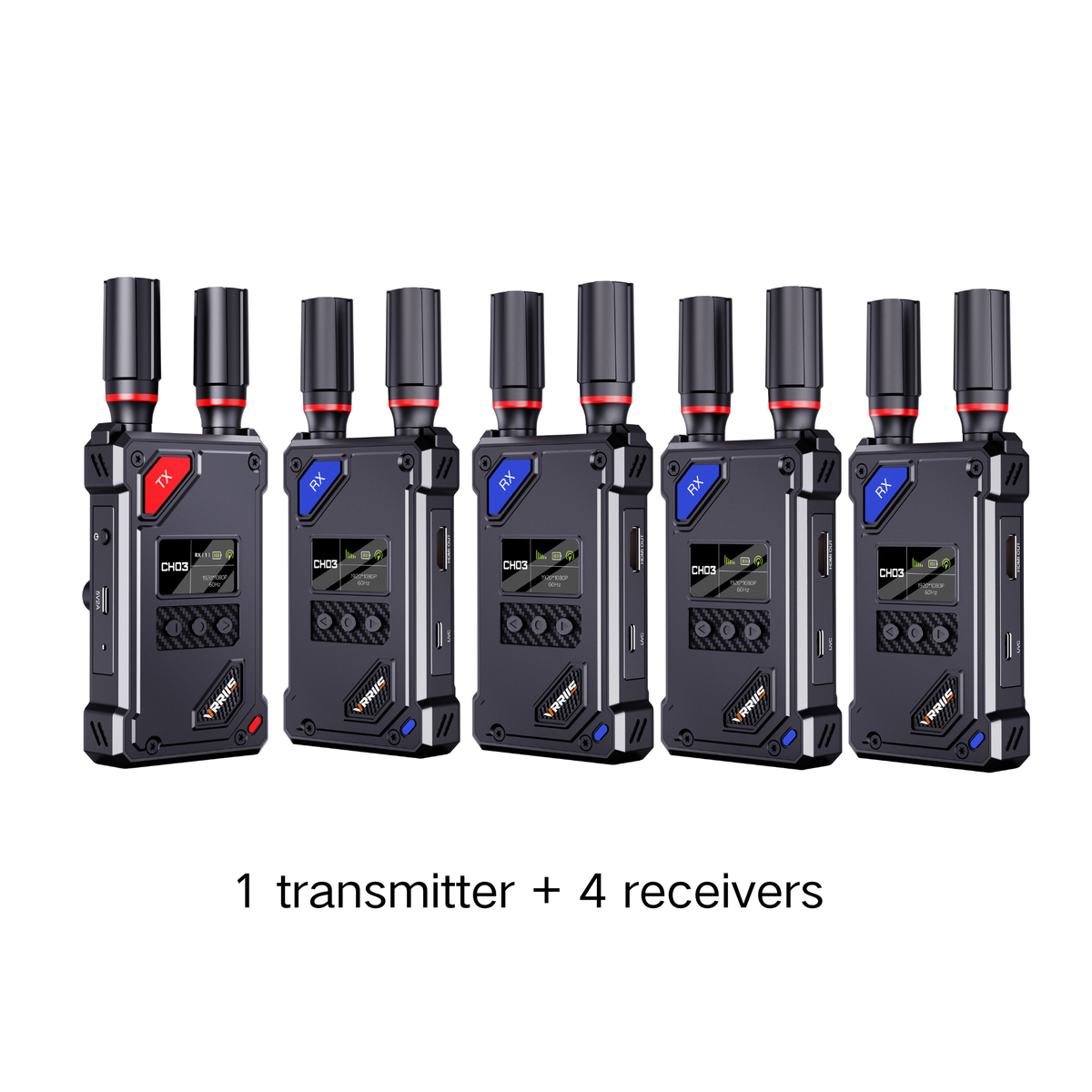 VRRIIS WL087 Wireless Video Transmitter & Receiver — 450M, UVC for OBS, 20 Channels, 1TX to 5RX