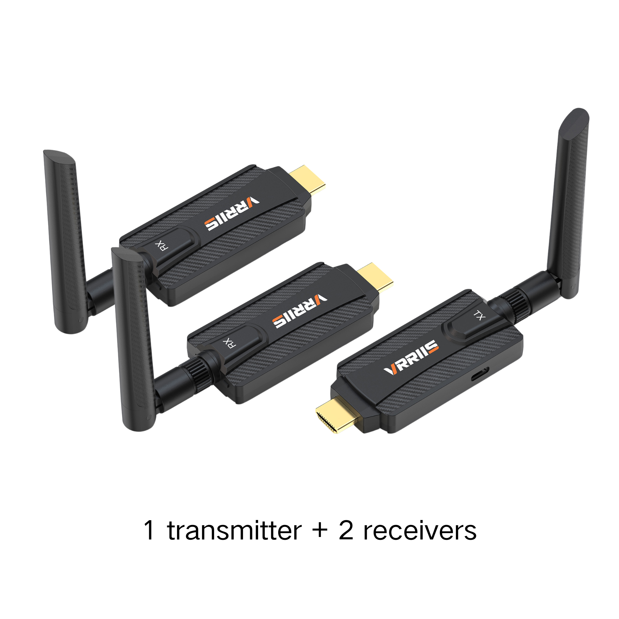 VRRIIS WL084L Wireless HDMI Transmitter and Receiver — 656FT/200M, 1080P, 1 TX to 2 RX