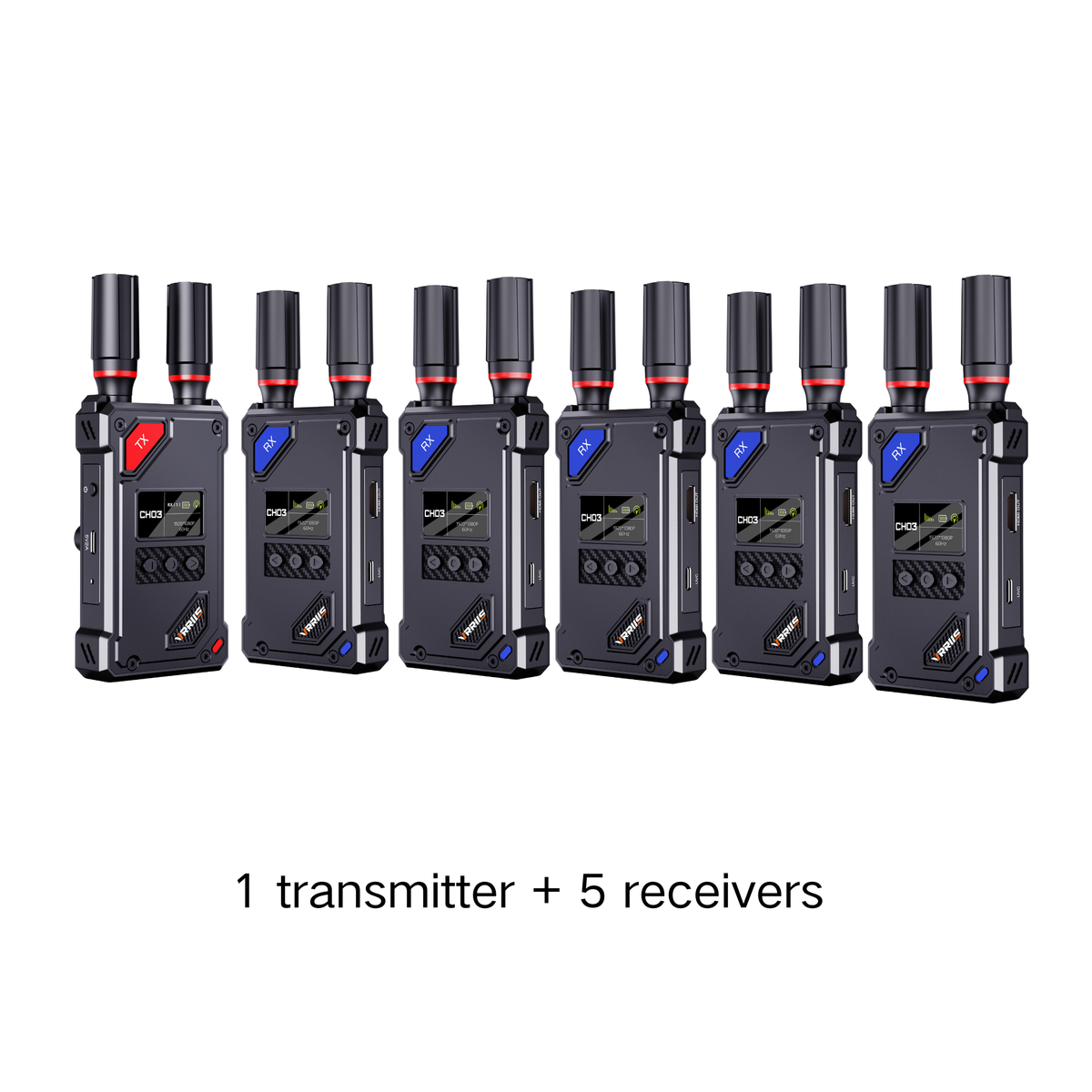 VRRIIS WL087 Wireless Video Transmitter & Receiver — 450M, UVC for OBS, 20 Channels, 1TX to 5RX