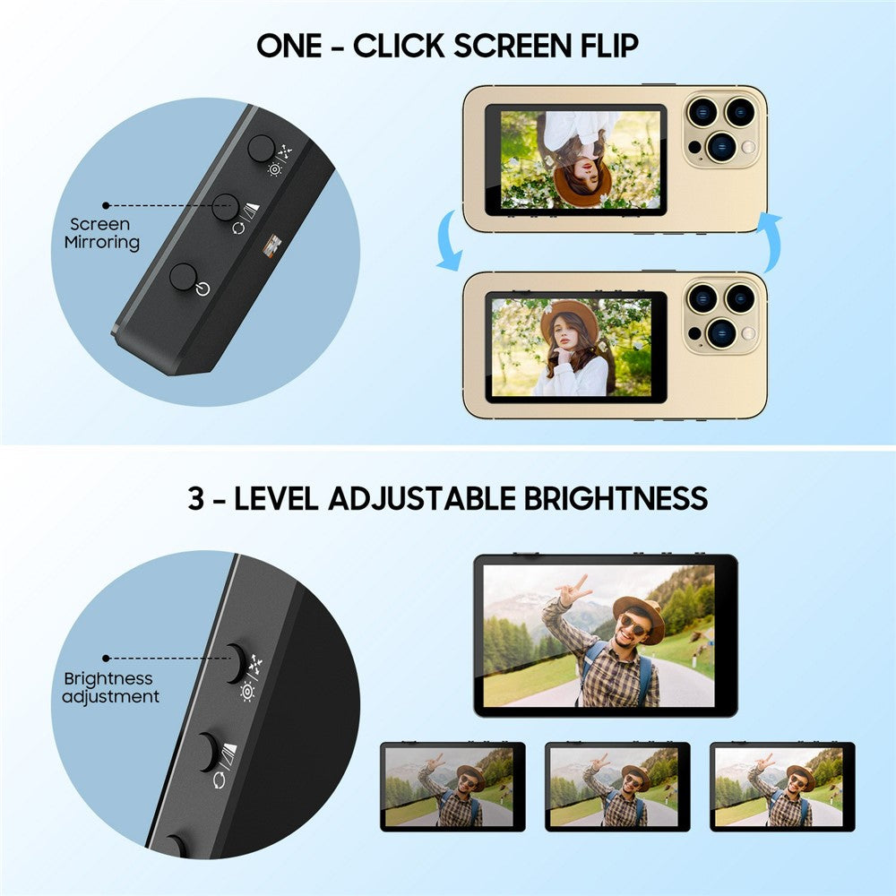 VRRIIS WL-050 Smartphone Wireless Screen Mirroring Monitor – 4" Display für Selfie, Livestream & VLOG