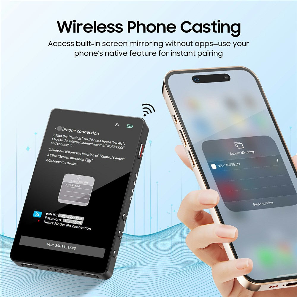 VRRIIS WL-050 Smartphone Wireless Screen Mirroring Monitor – 4" Display für Selfie, Livestream & VLOG