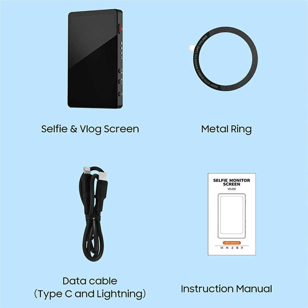 VRRIIS WL-050 Smartphone Wireless Screen Mirroring Monitor – 4" Display für Selfie, Livestream & VLOG