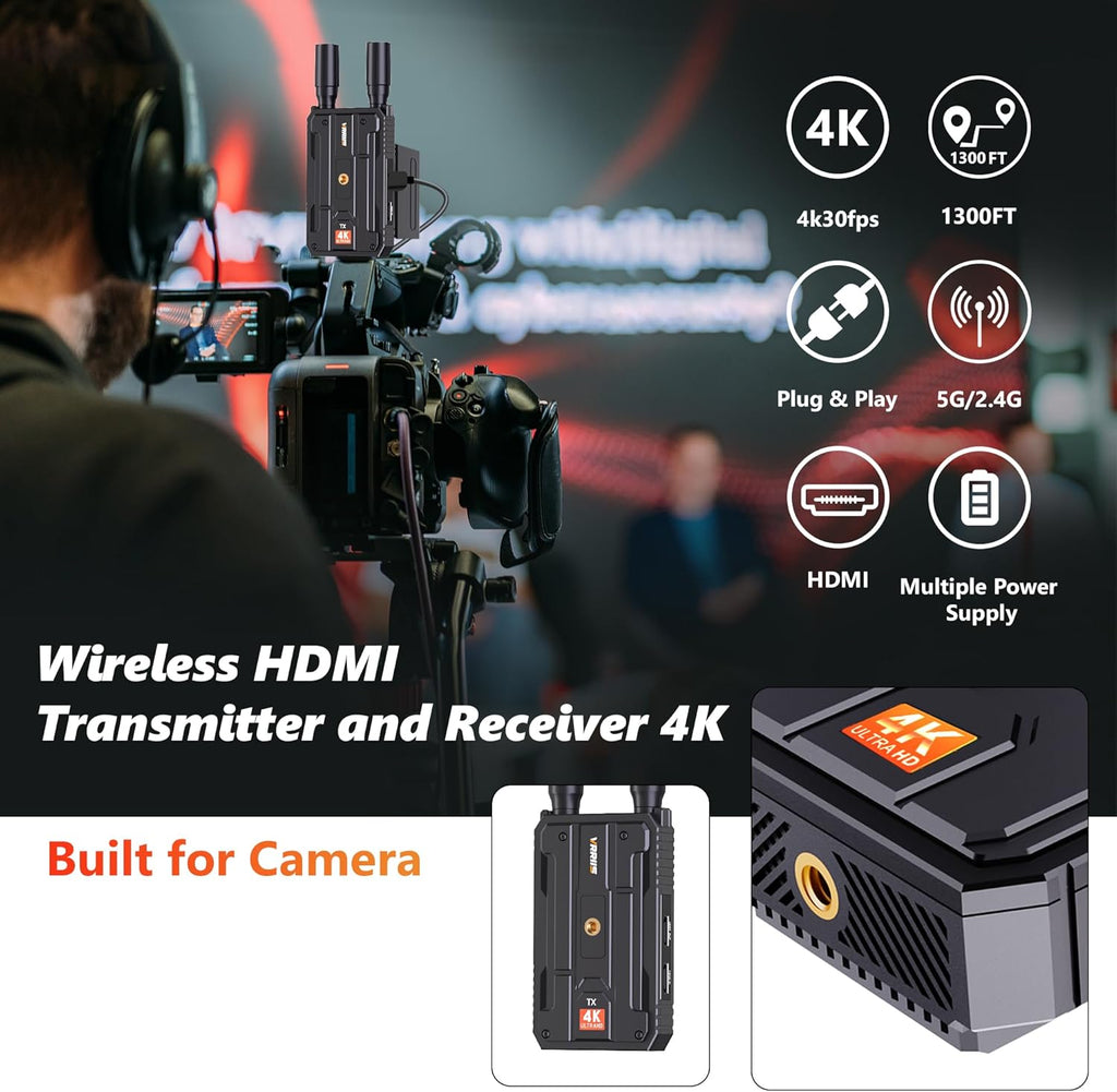 Kit de transmisor y receptor HDMI inalámbrico 4K VRRIIS WL097P