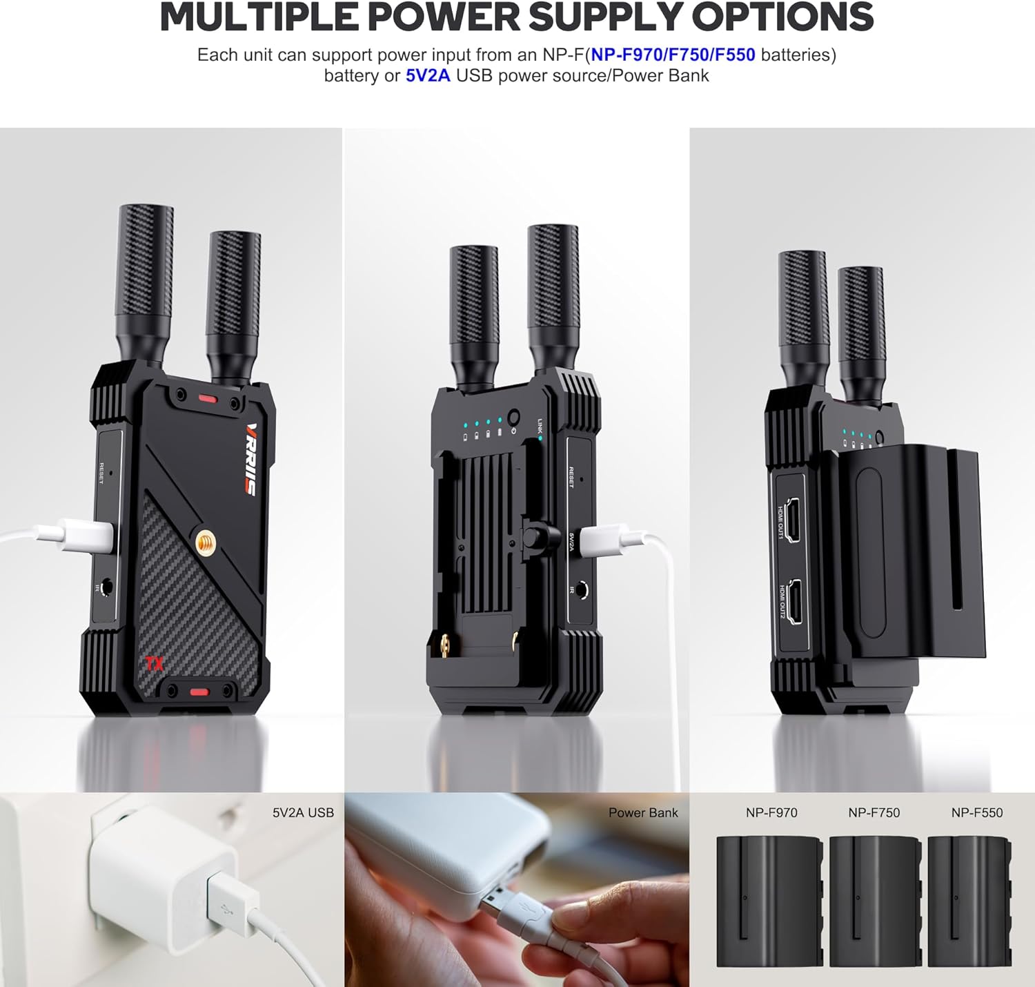 Transmisor y receptor de video inalámbrico VRRIIS WL082 — 1080P, 400M, control remoto IR, 1TX a 5RX