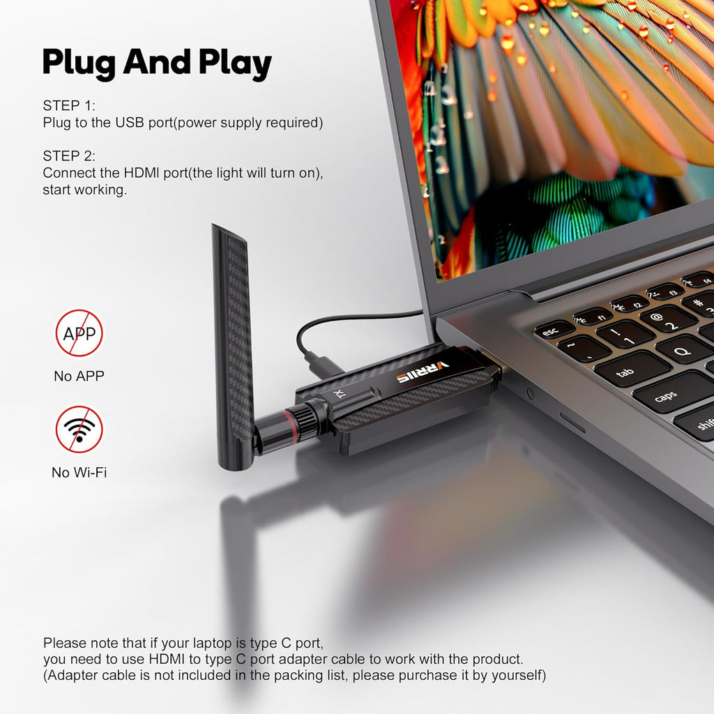 VRRIIS WL084L Wireless HDMI Transmitter and Receiver — 656FT/200M, 1080P, 1 TX to 2 RX