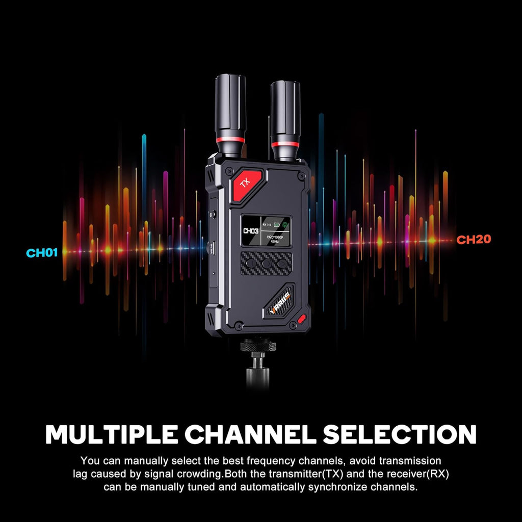 Transmisor y receptor de video inalámbrico VRRIIS WL087 — 450M, UVC para OBS, 20 canales, 1TX a 5RX