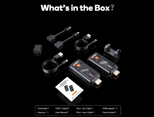 VRRIIS WL087mini Kabelloser HDMI Transmitter & Receiver – 350M, 20 Kanäle, LCD, Mini Design