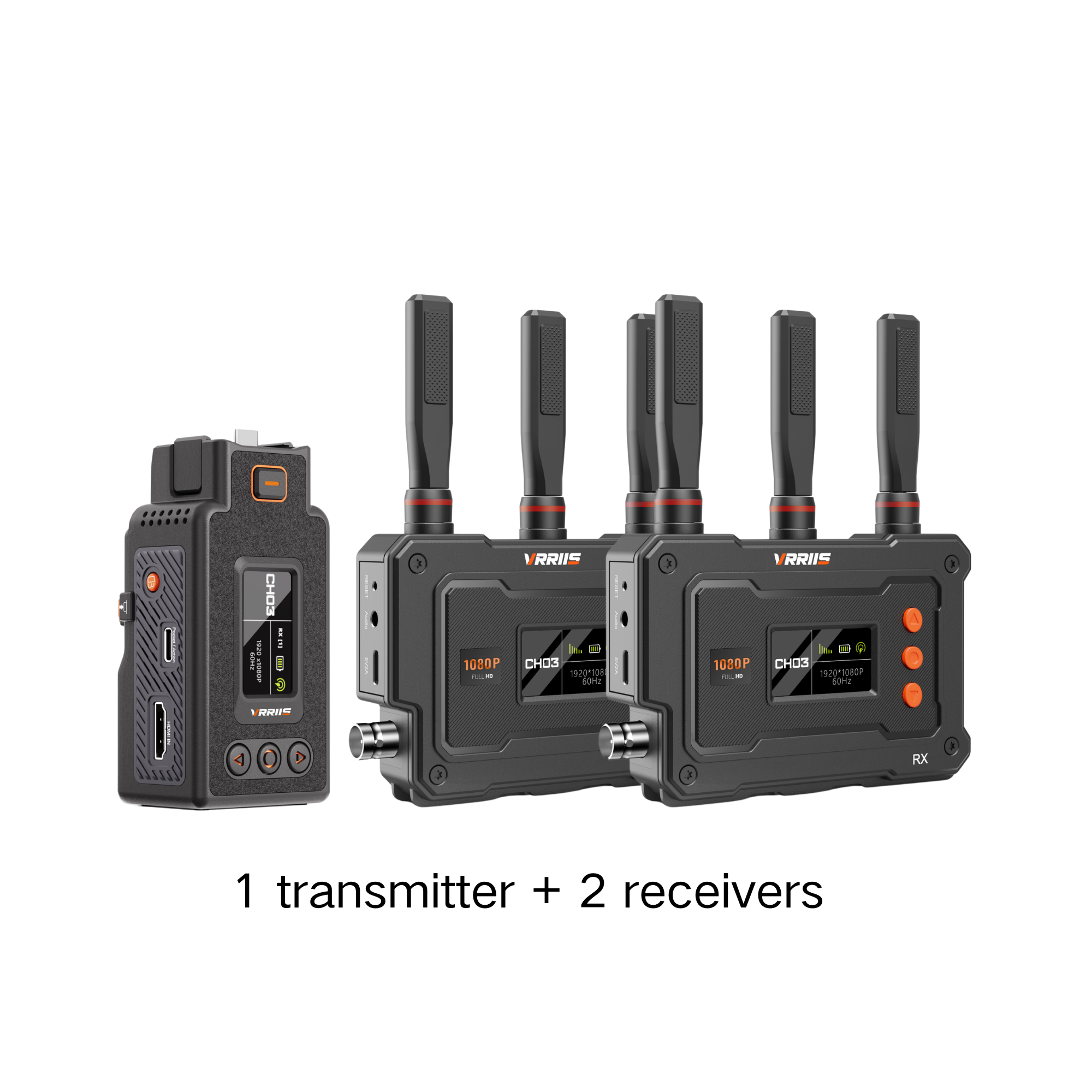 Transmissor sem fio VRRIIS WL070 II SDI para câmeras de bolso e ação - 500M, 1TX a 5RX