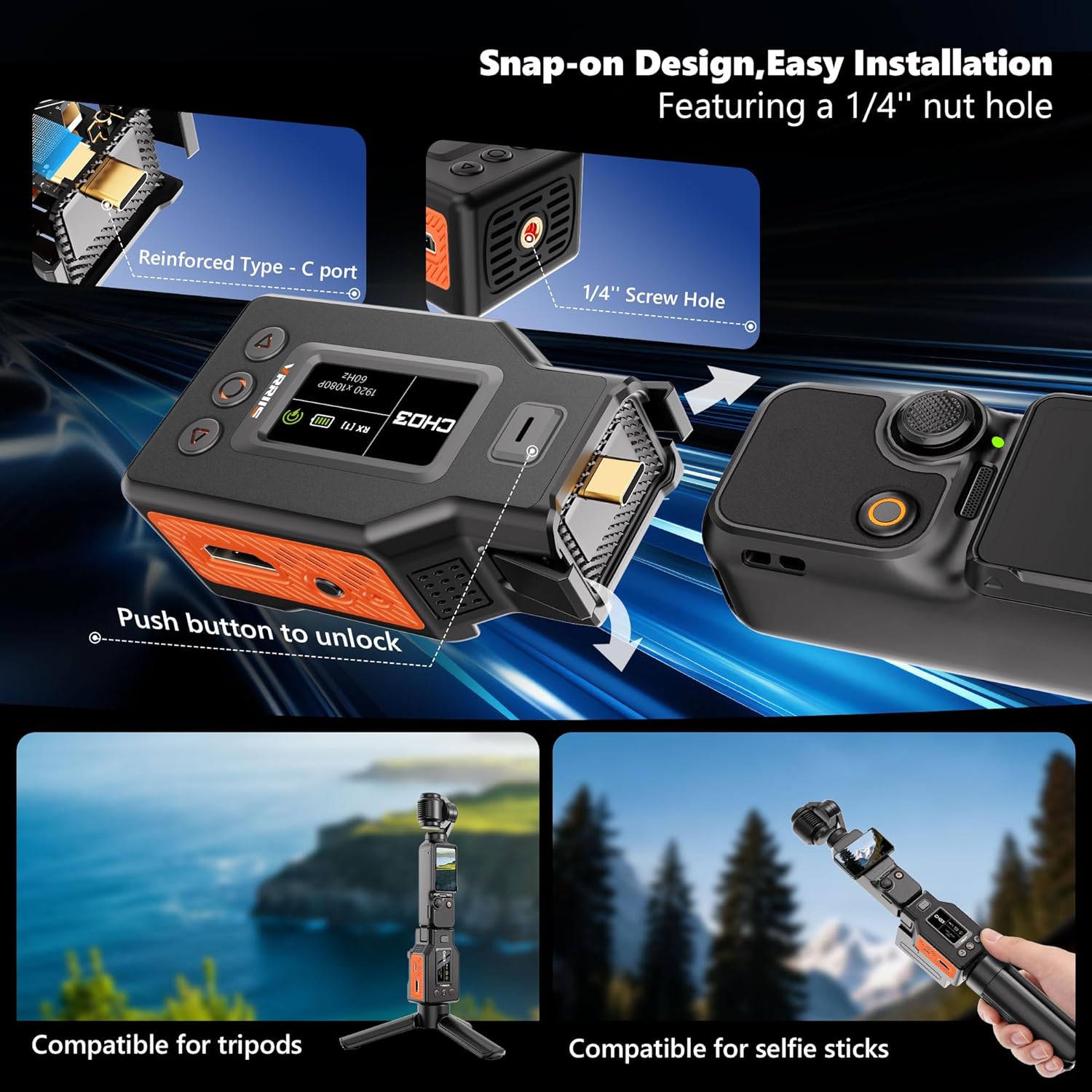 Transmisor y receptor de video inalámbrico VRRIIS WL087Pro para DJI Osmo Pocket 3/4