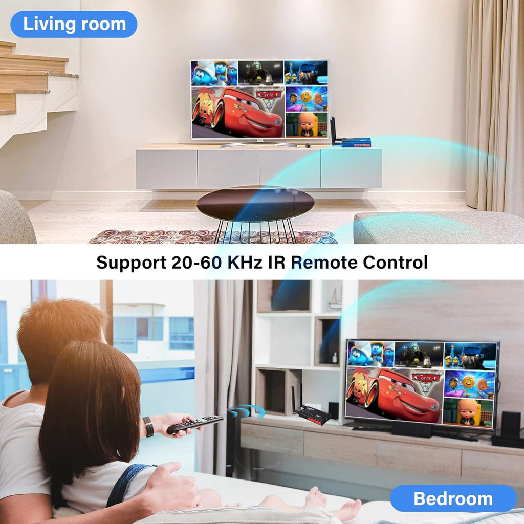 VRRIIS WL009 Wireless HDMI Transmitter & Receiver — 250M, 1080P, IR Remote, 3.5mm Audio