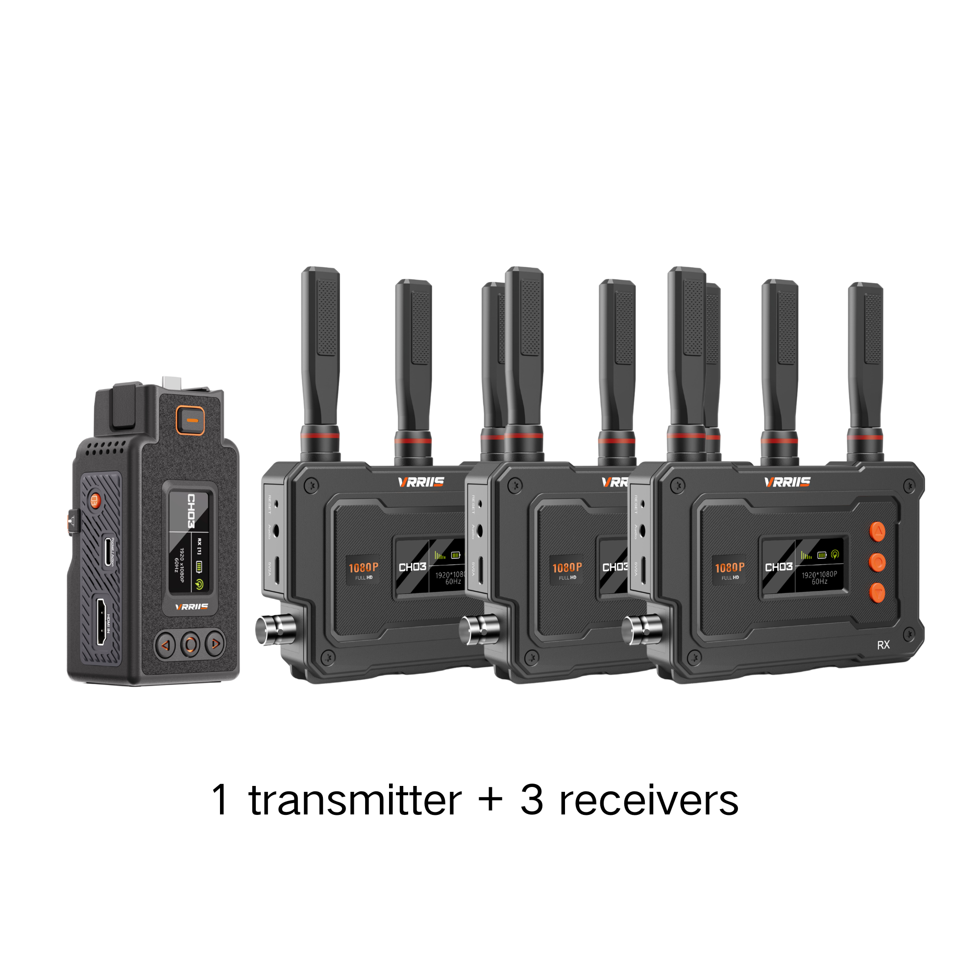 Transmissor sem fio VRRIIS WL070 II SDI para câmeras de bolso e ação - 500M, 1TX a 5RX