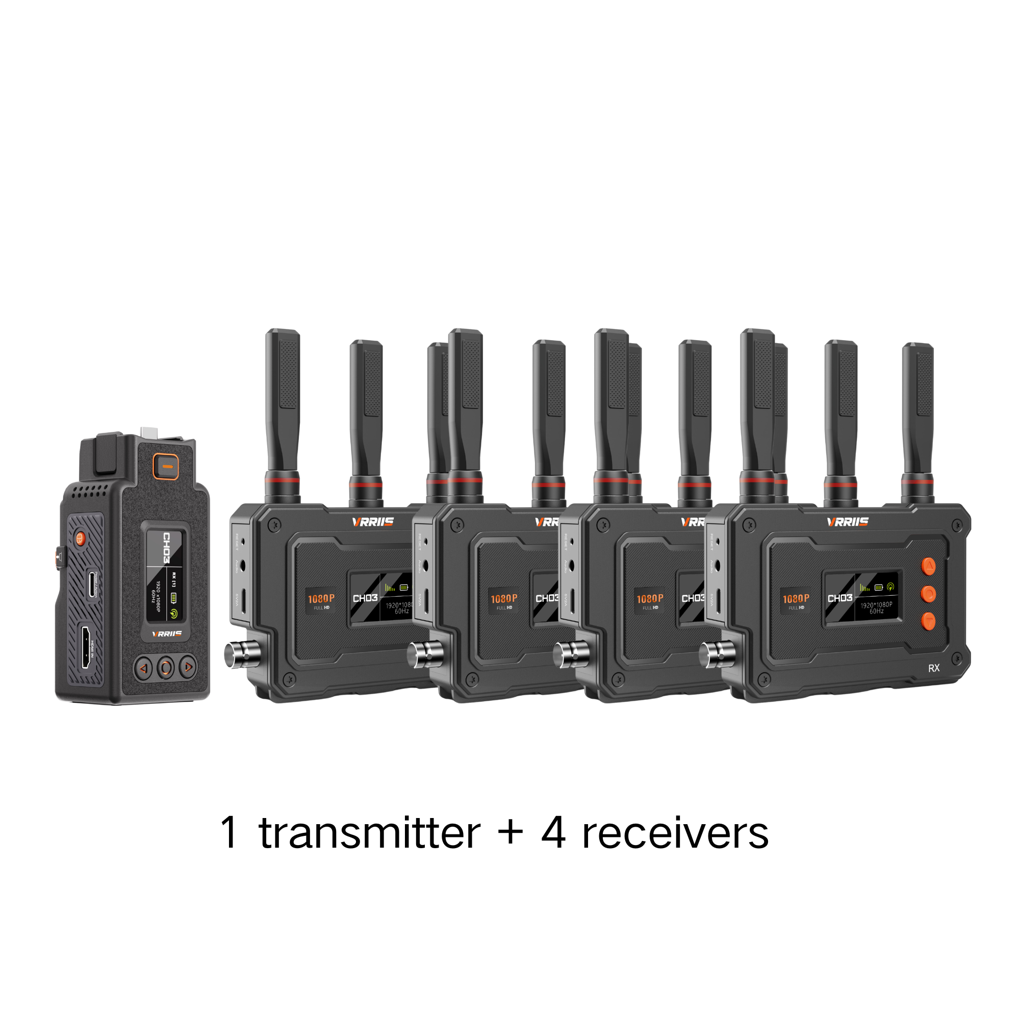 Transmissor sem fio VRRIIS WL070 II SDI para câmeras de bolso e ação - 500M, 1TX a 5RX
