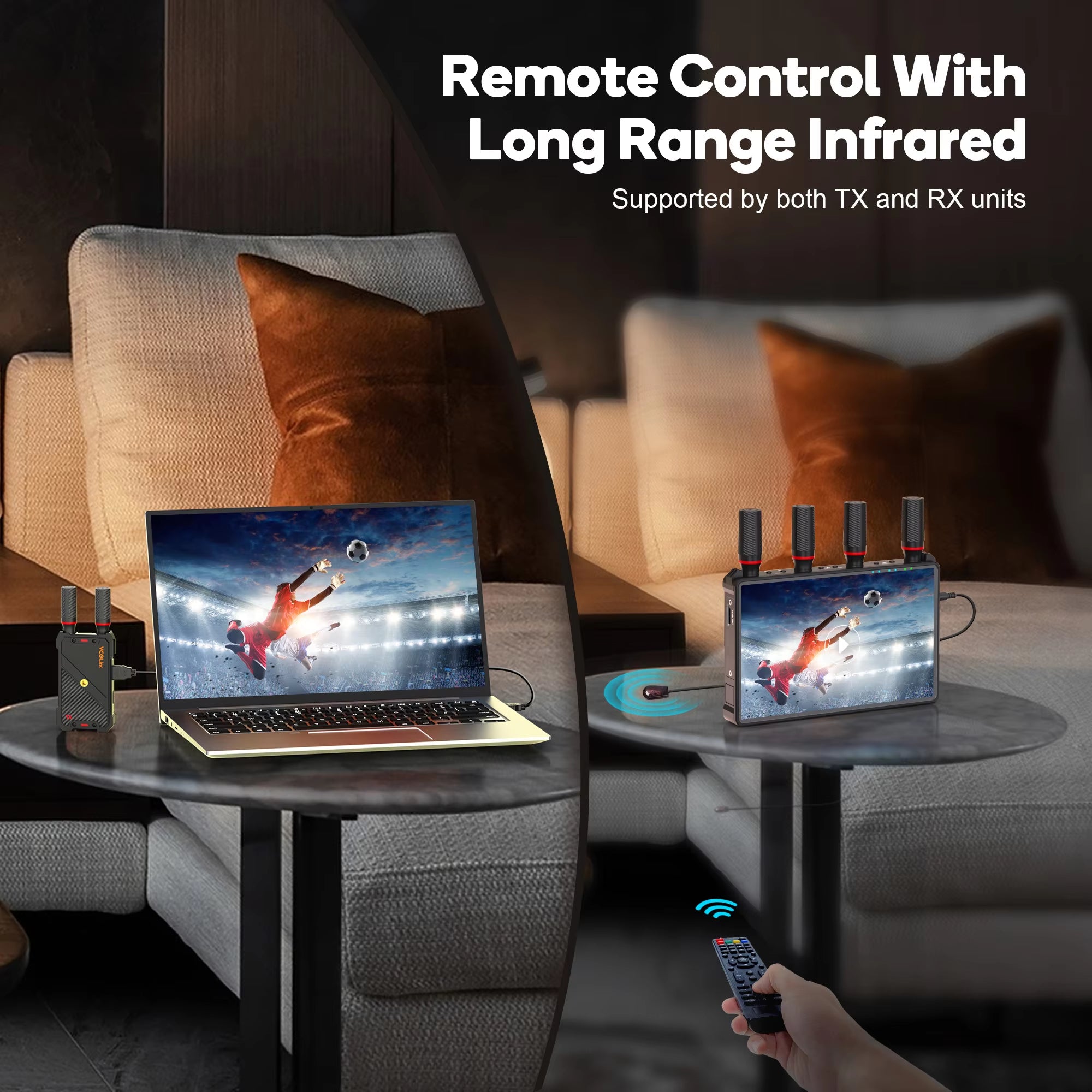 Transmissor e recetor de vídeo sem fios VRRIIS WL085P — Câmara integrada, LCD de 7", alcance de 400 Mbps