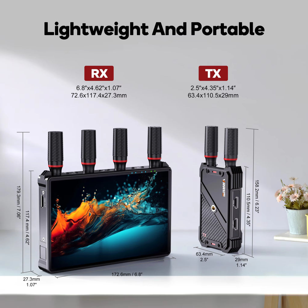 VRRIIS WL083P Wireless HDMI Transmission System — 400M, 7" LCD, IR Remote, 1TX to 5RX